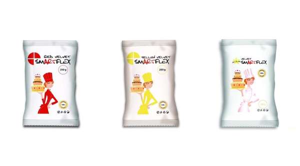 Smartflex fondant massza csomag tortadíszítéshez (piros, sárga,fehér)