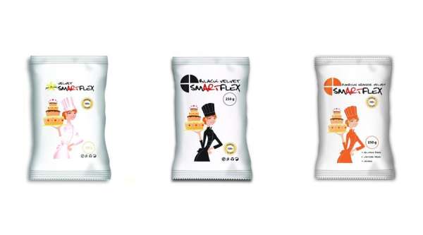 Smartflex fondant massza csomag tortadíszítéshez (fehér, fekete, narancs)