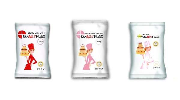 Smartflex fondant massza csomag tortadíszítéshez (piros, rózsaszín, fehér)