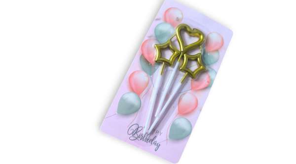 Arany csillagok és szív tortagyertya