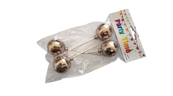 4 db rosegold gömb beszúró tortadísz 4 cm