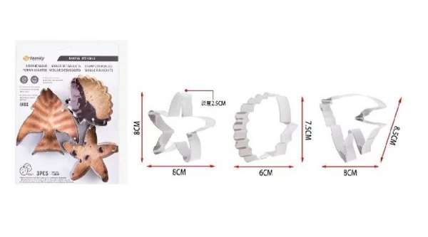 3 részes fém süti kiszúró szett tenger mintás