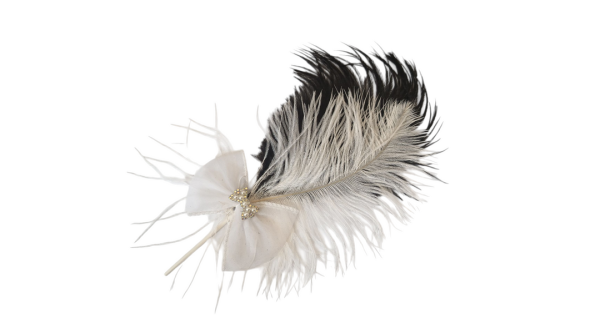 Fekete-fehér tollas tortadísz