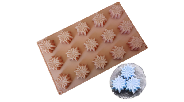 15 adagos csillagos hópehely alakú szilikon praliné forma