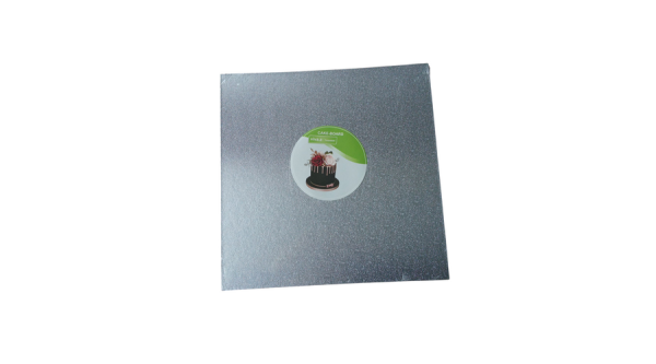 30*30 cm-es ezüst színű négyzet alakú vékony tortadob