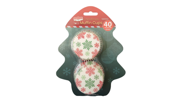 Piros és zöld hópelyhes muffin papír 40 db