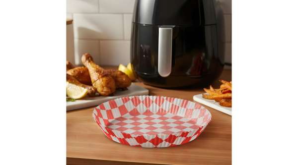 Air fryer sütőpapír kockás 20 cm-es kerek 50 db