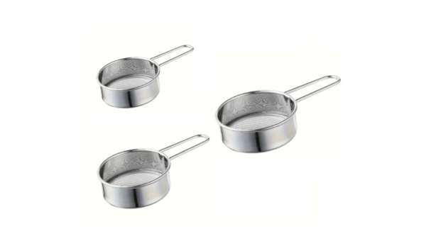 3 részes fém lapos szita nyéllel