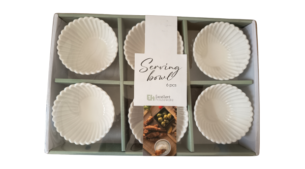 6 db fehér kerámia kínálótál Excellent Houseware