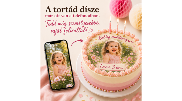 Kerek tortaostya saját fényképpel és saját felirattal – 20 cm