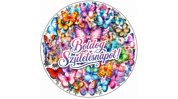 Ezer pillangó– kerek szülinapi tortaostya