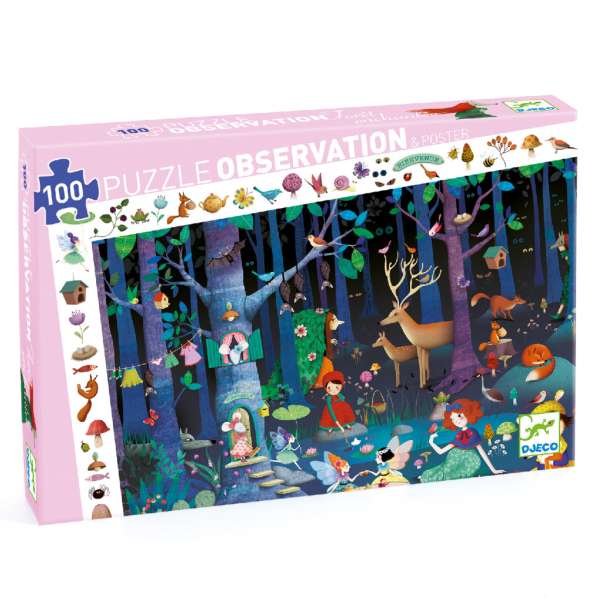 Varázslatos erdő - mefigyelő puzzle 100 db - os - Enchanted Forest - Djeco