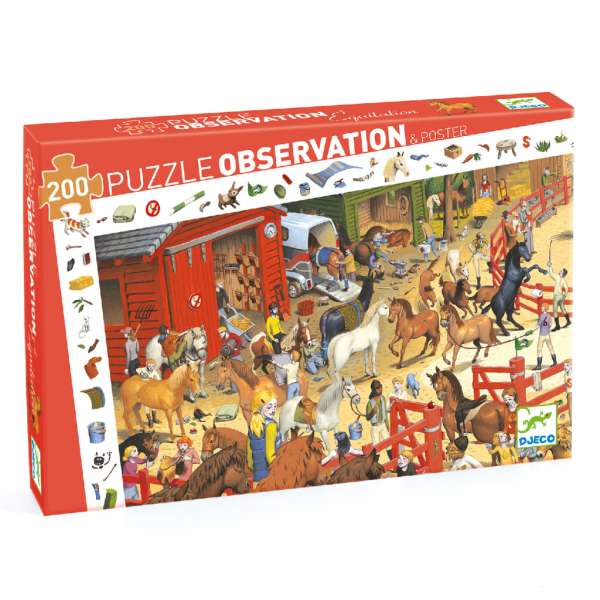 Lovas bemutató, 200 db-os megfigyelő puzzle - Horse riding - 200 pcs - Djeco