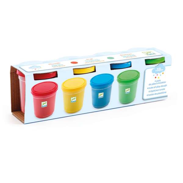 Pillegyurma - Levegőn szárazó 4 tégely - 4 tubs of play dough - Djeco
