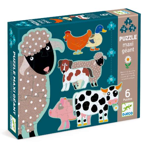 Háziállatos óriás puzzle - Óriás puzzle 9, 12, 15 db-os - Honoré & friends