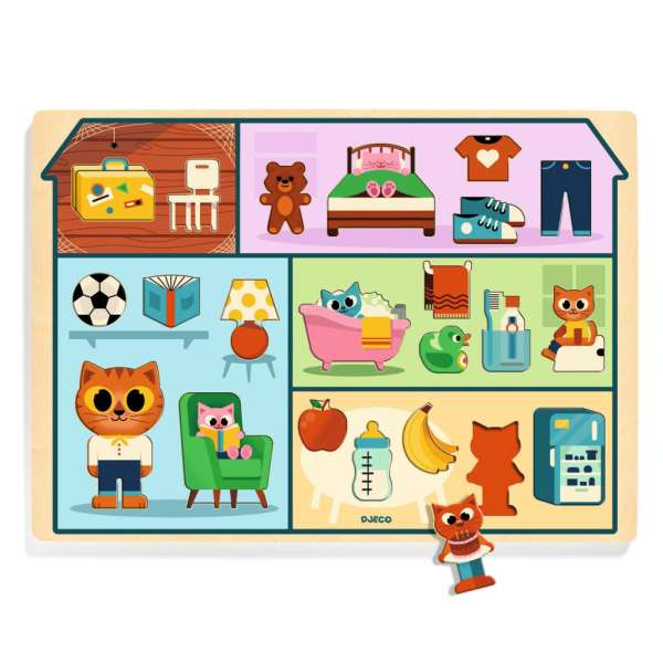 Házikós puzzle - Fa formabeillesztő - Puzzlo House - DJ01834