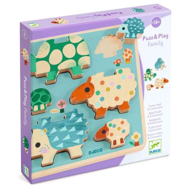 Formabeillesztő és toronyépítő a család - 2 az 1-ben - Puzz & Play Family - DJ01084