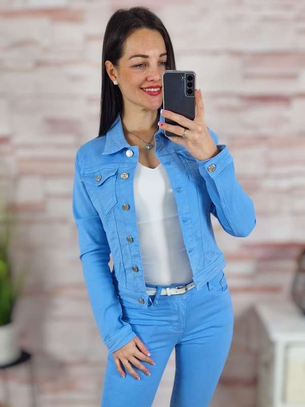 Galléros, gombos és zsebes farmerkabát S-XXL-ig