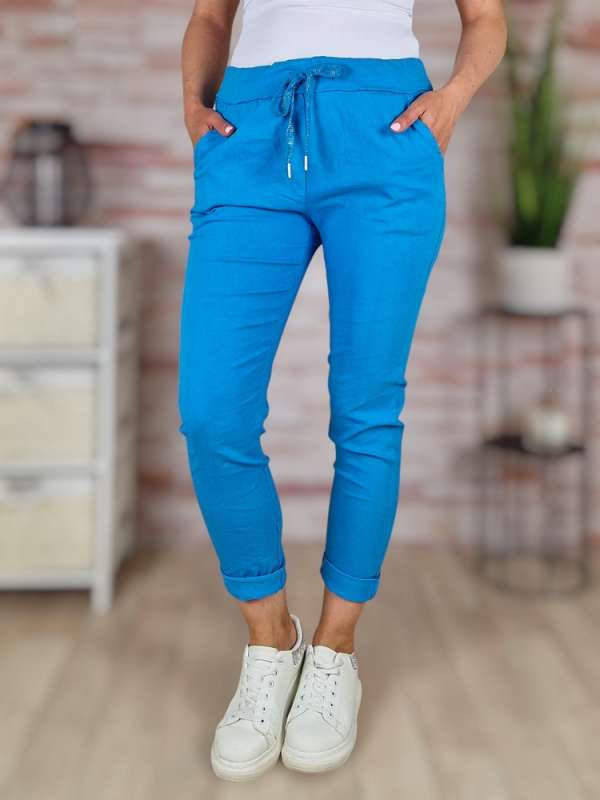 Gyűrt fazonú, gumis derekú, zsebes nadrág S-M-L