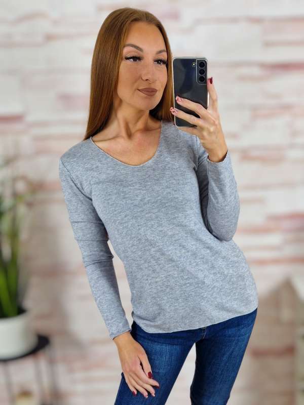 Vékony gépi kötött anyagú, hosszú ujjú felső S-M,M-L