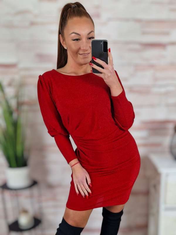 Csillámos anyagú, passzés ujjú, alkalmi ruha S-M-L