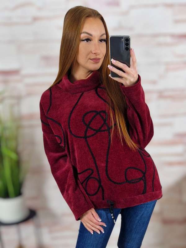 Garbós nyakú, alján összehúzható pulóver M-L-XL