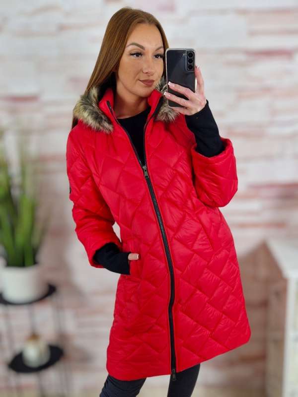 Steppelt, szőrmés kapucnis, passzés ujjú kabát S-M