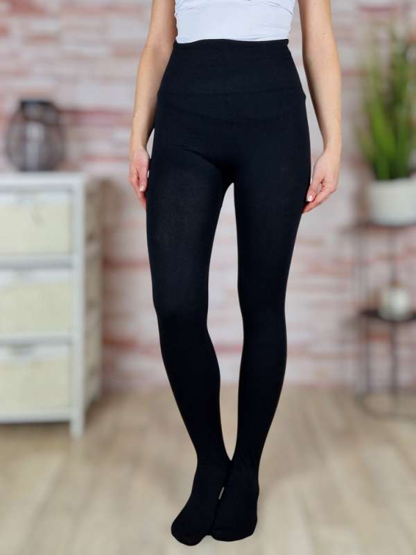 Gumis derekú, thermo bélelt, fekete harisnya XS-XXL-ig (1200DEN)