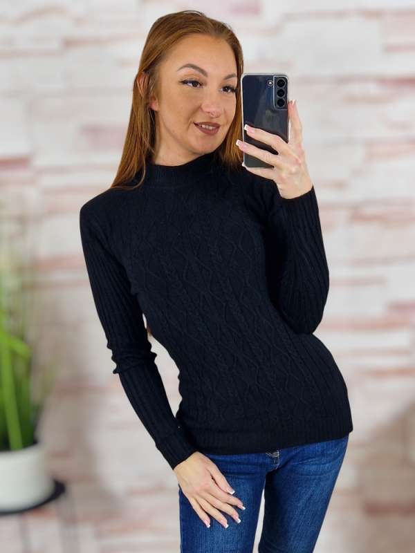 Anyagában mintás, Félgarbós, közepesen vastag gépi kötött felső S-M,M-L