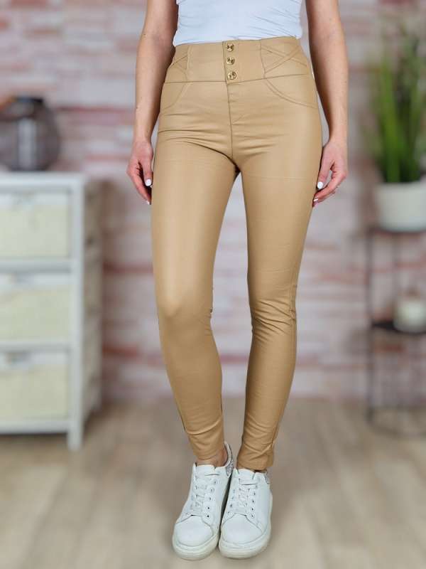 Díszgombos, vékonyan bélelt, műbőr leggings S-M,M-L,L-XL