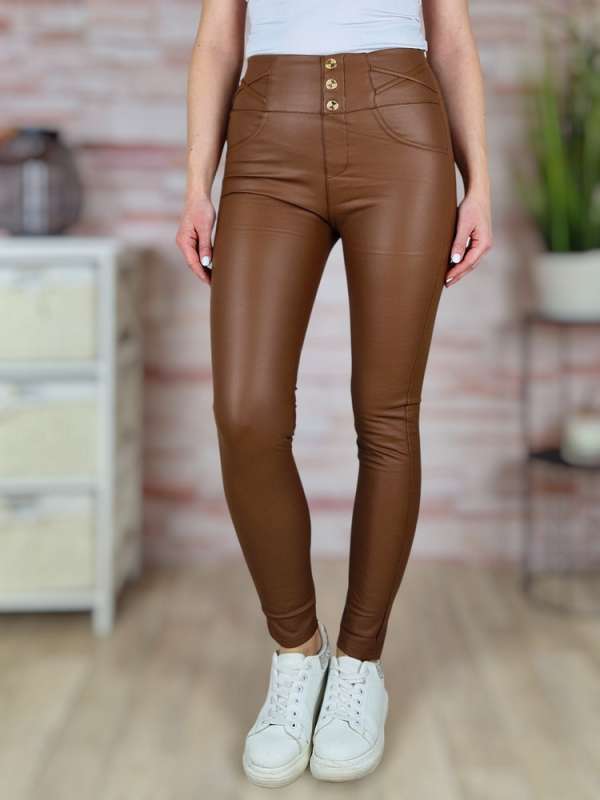 Díszgombos, vékonyan bélelt, műbőr leggings S-M,M-L,L-XL