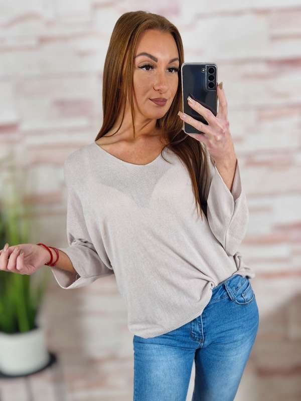 Denevér ujjú, vékony kötött anyagú felső M-L-XL