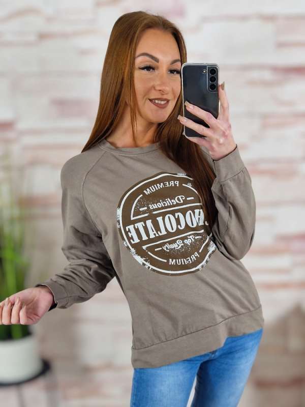 Chocolate feliratos, passzés aljú és ujjú, pamut felső M-L