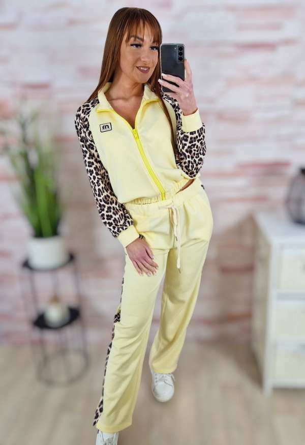 Cipzáros, leopárd mintás, melegítő, szabadidő szett S-M