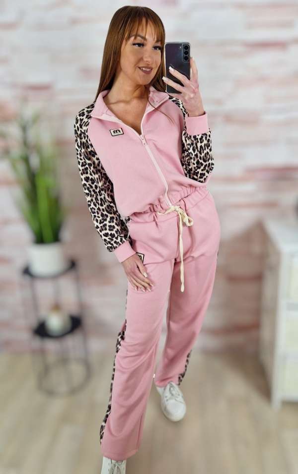 Cipzáros, leopárd mintás, melegítő, szabadidő szett S-M