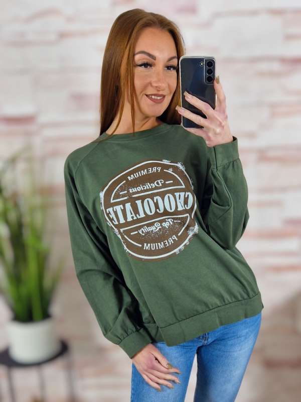 Chocolate feliratos, passzés aljú és ujjú, pamut felső M-L