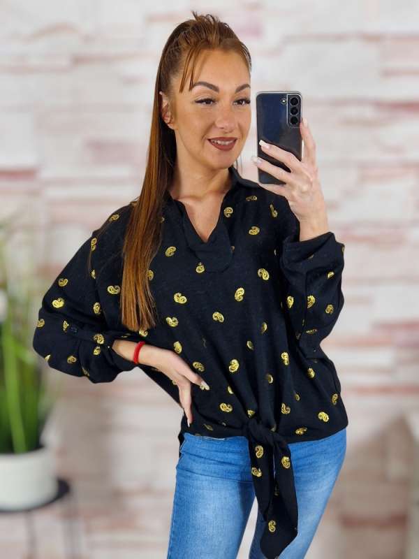 Alján megkötős, roll-up ujjú, bő fazonú felső S-M,L-XL