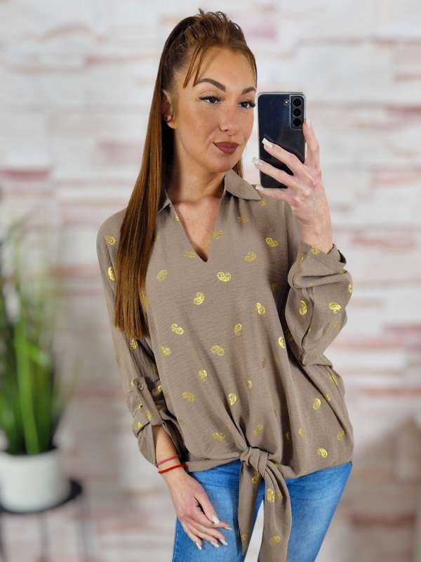 Alján megkötős, roll-up ujjú, bő fazonú felső S-M,L-XL