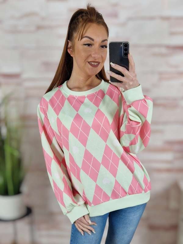 Mintás, passzés aljú és ujjú pulóver M-L-XL