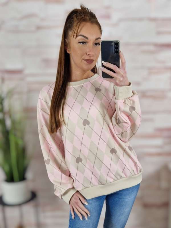 Mintás, passzés aljú és ujjú pulóver M-L-XL