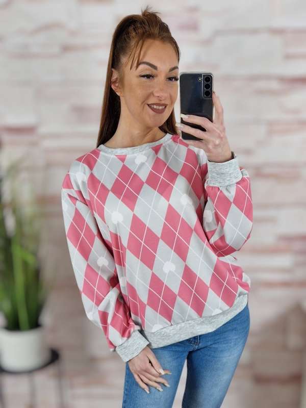 Mintás, passzés aljú és ujjú pulóver M-L-XL