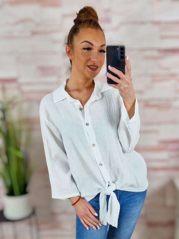 Alján megkötős, végig gombos, 100% pamut felső L-XL