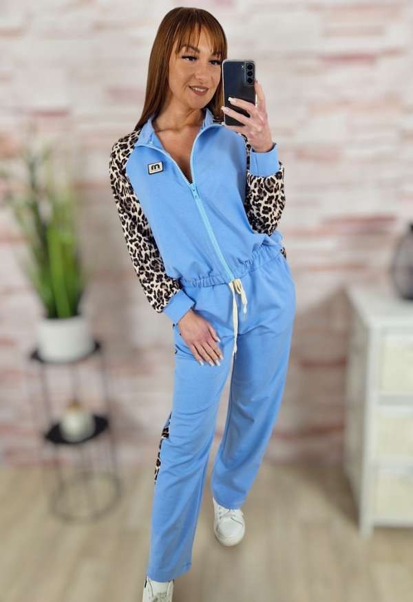 Cipzáros, leopárd mintás, melegítő, szabadidő szett S-M