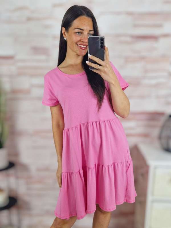 Fodros aljú, rövid ujjú, pamut ruha S-M-L