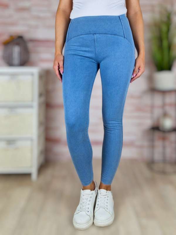Alakformáló, világoskék farmer leggings S-XL-ig