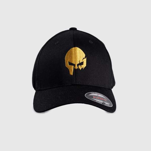 Férfi siltes sapka Iron Aesthetics FlexFit SKULL GOLD, fekete