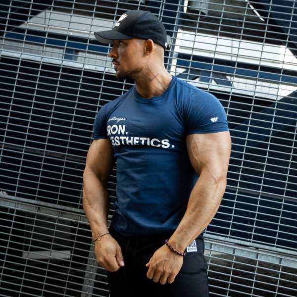 Férfi fitness póló Iron Aesthetics Be Stronger, kék