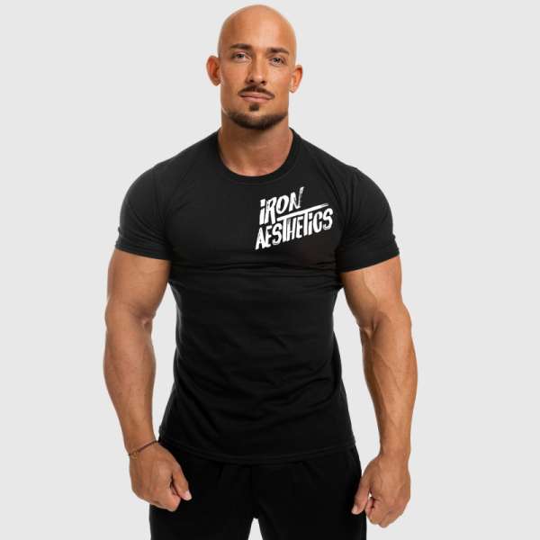 Férfi fitness póló Iron Aesthetics Splash, fekete