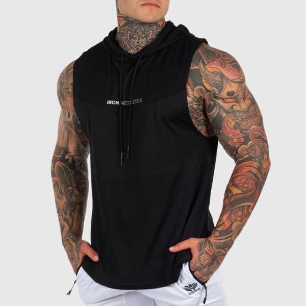 Sportatléta Iron Aesthetics Hoodie Tank, fekete