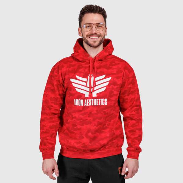 Férfi pulóver Iron Aesthetics Camo, piros